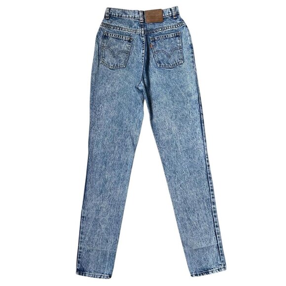 80s vintage Highwaisted Levi's Jeans Acidwash Bleached Orange Tab Tapered Mom. - Picture 2 of 7